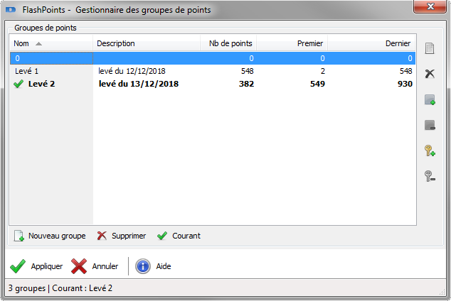 Gestion des groupes de points 