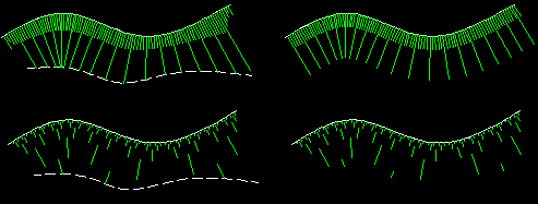 Above, 'Normal embankment' with and without foot, below 'Large' embankment with and without foot