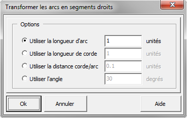 Transformation des arcs en segments droits